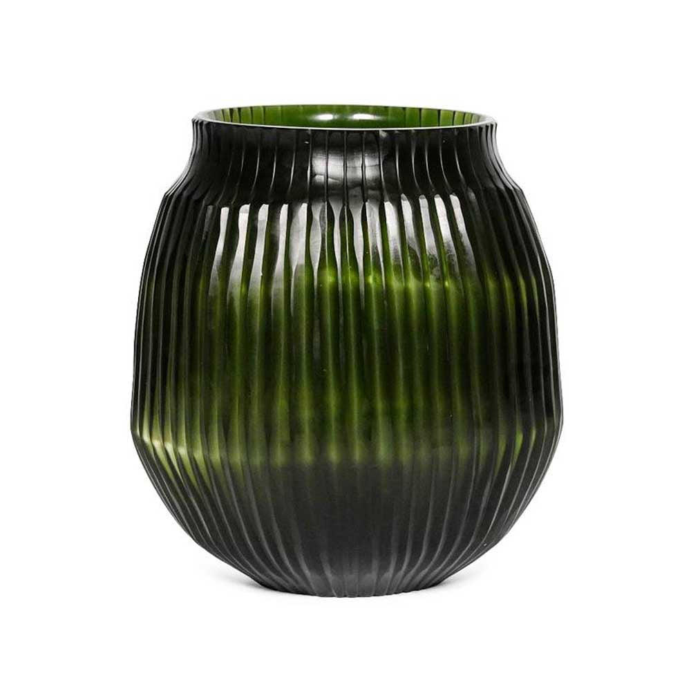 BRIAN TUNKS: Cut Glass Vase Small | Olive