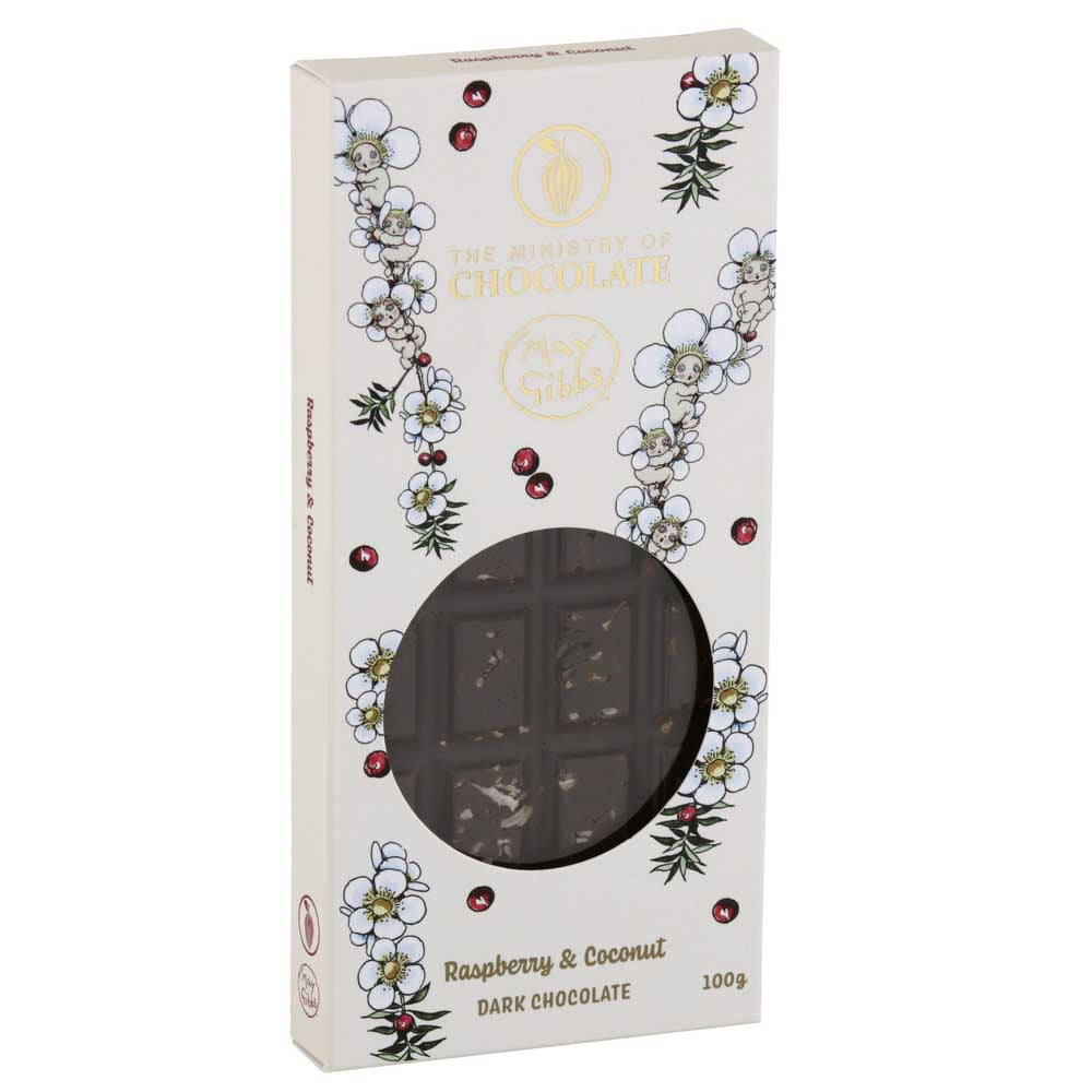 MINISTRY OF CHOCOLATE: May Gibbs Bar | Raspberry Coconut Dark