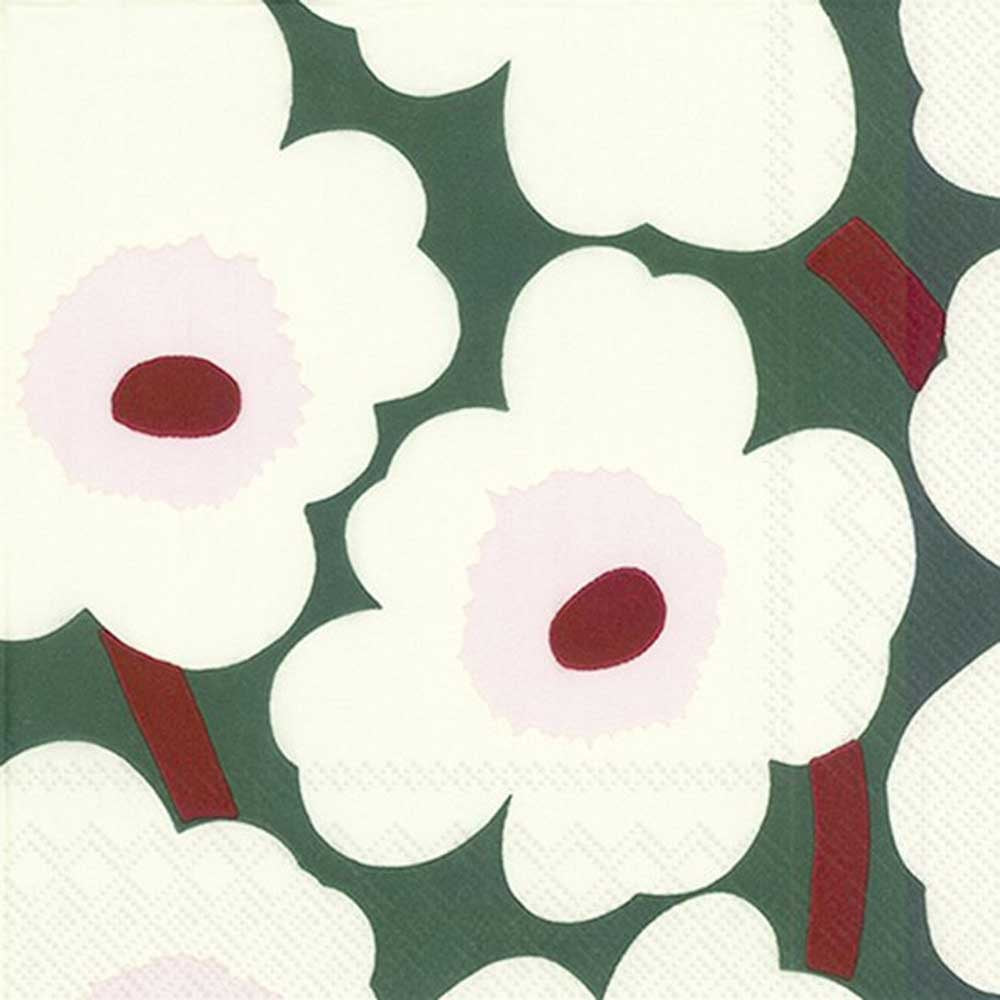 MARIMEKKO: Napkins Unikko Green Cream - Main Image
