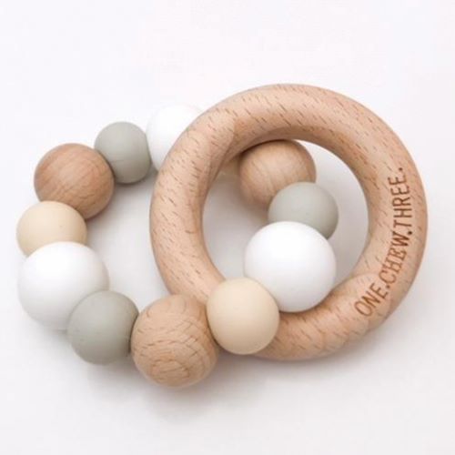ONE CHEW THREE: Wood Teether | White