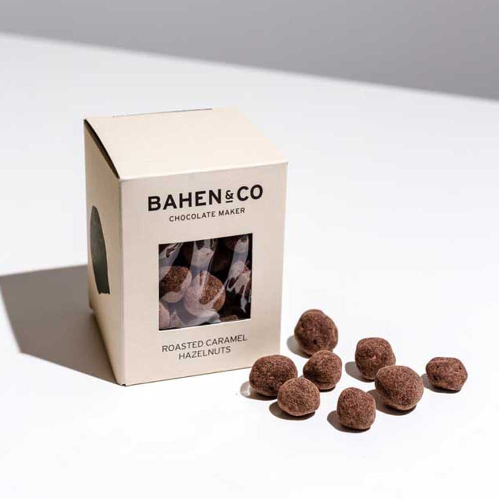 BAHEN & CO CHOCOLATE: Coated | Roasted Caramel Hazelnuts