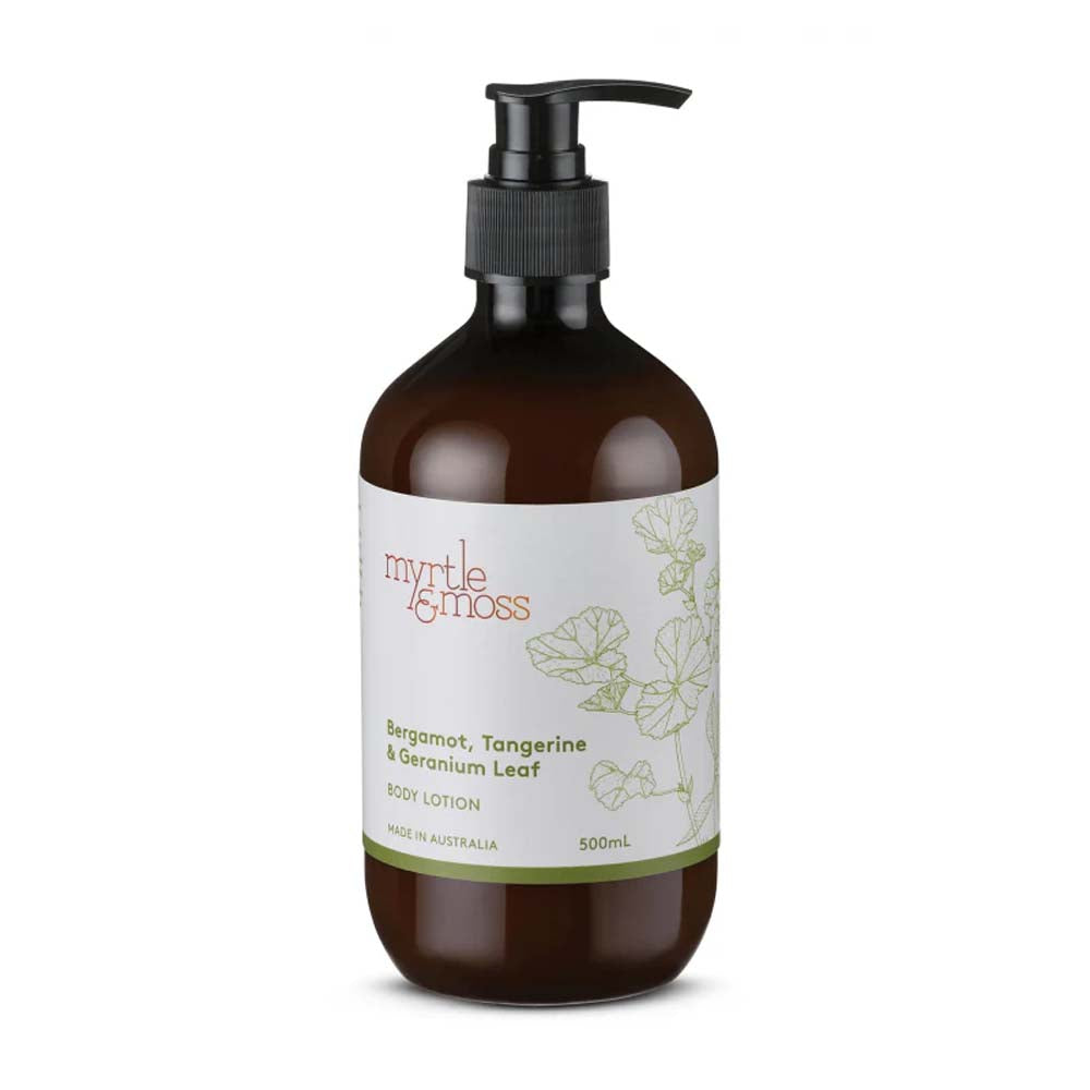 MYRTLE & MOSS: Body Lotion | Bergamot Rind, Tangerine & Geranium Leaf