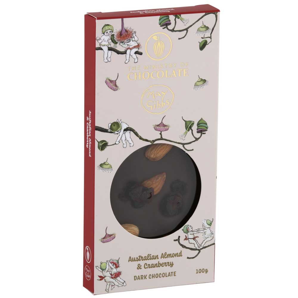 MINISTRY OF CHOCOLATE: May Gibbs Bar | Australian Almond & Cranberry