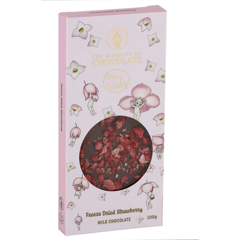 MINISTRY OF CHOCOLATE: May Gibbs Bar | Freeze Dried Strawberry