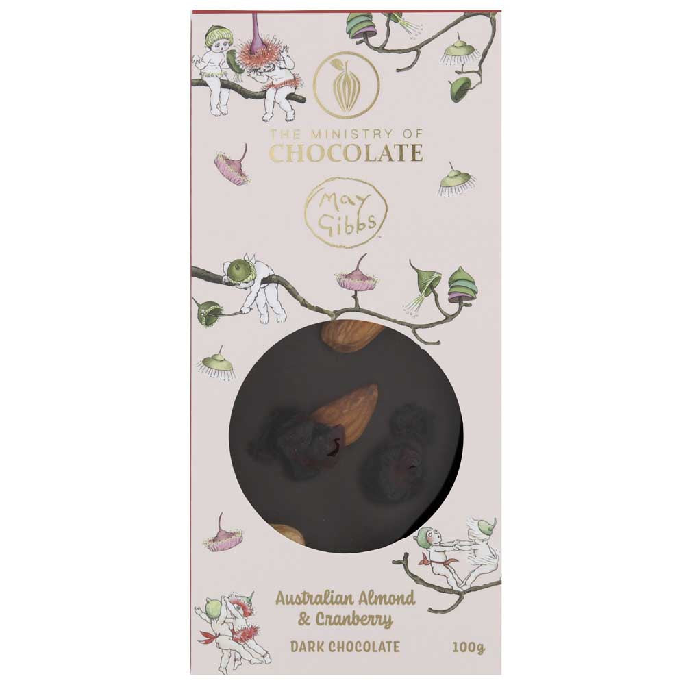 MINISTRY OF CHOCOLATE: May Gibbs Bar | Australian Almond & Cranberry