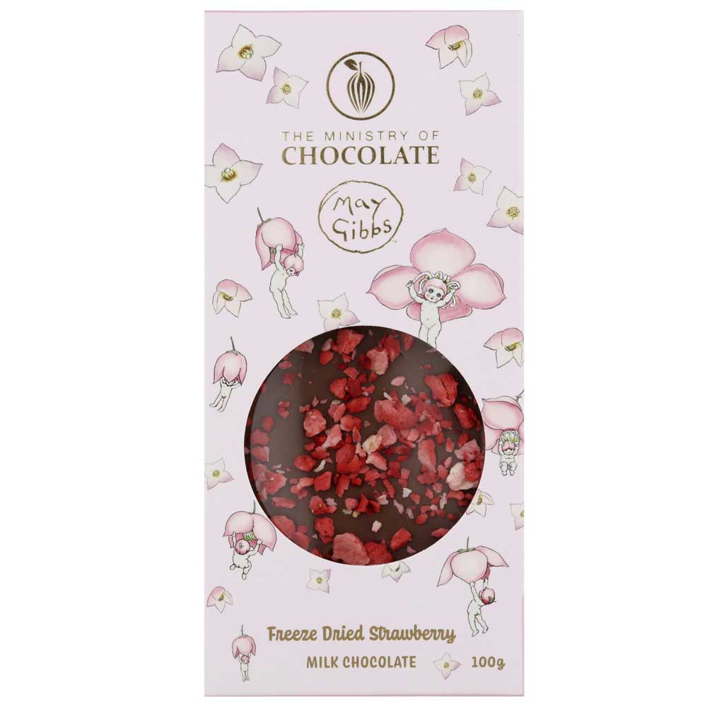 MINISTRY OF CHOCOLATE: May Gibbs Bar | Freeze Dried Strawberry