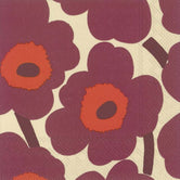 MARIMEKKO: Napkins | Unikko Cream Bordeaux