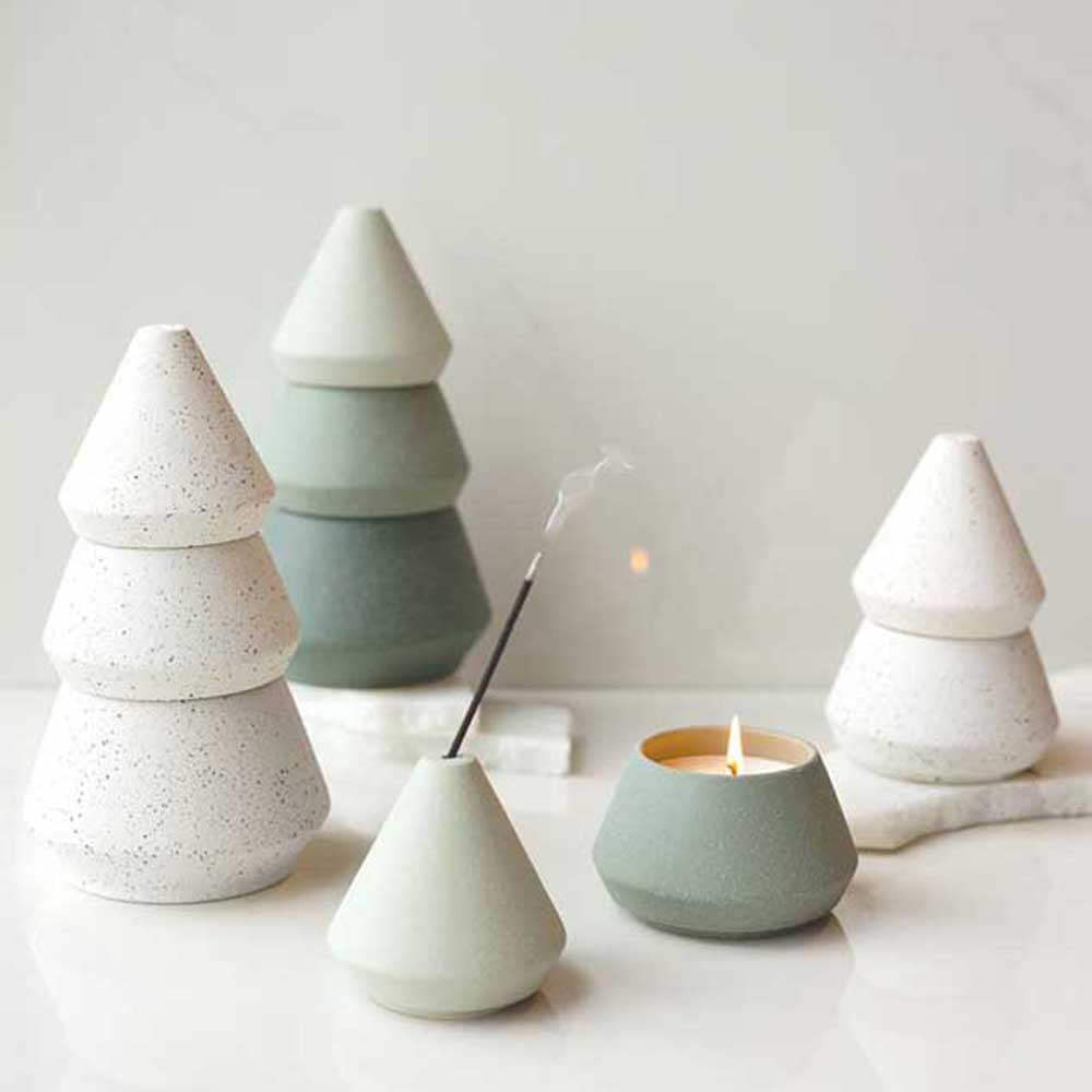 PADDYWAX: Cypress & Fir | Tree Stack Ceramic Candle - Green Large