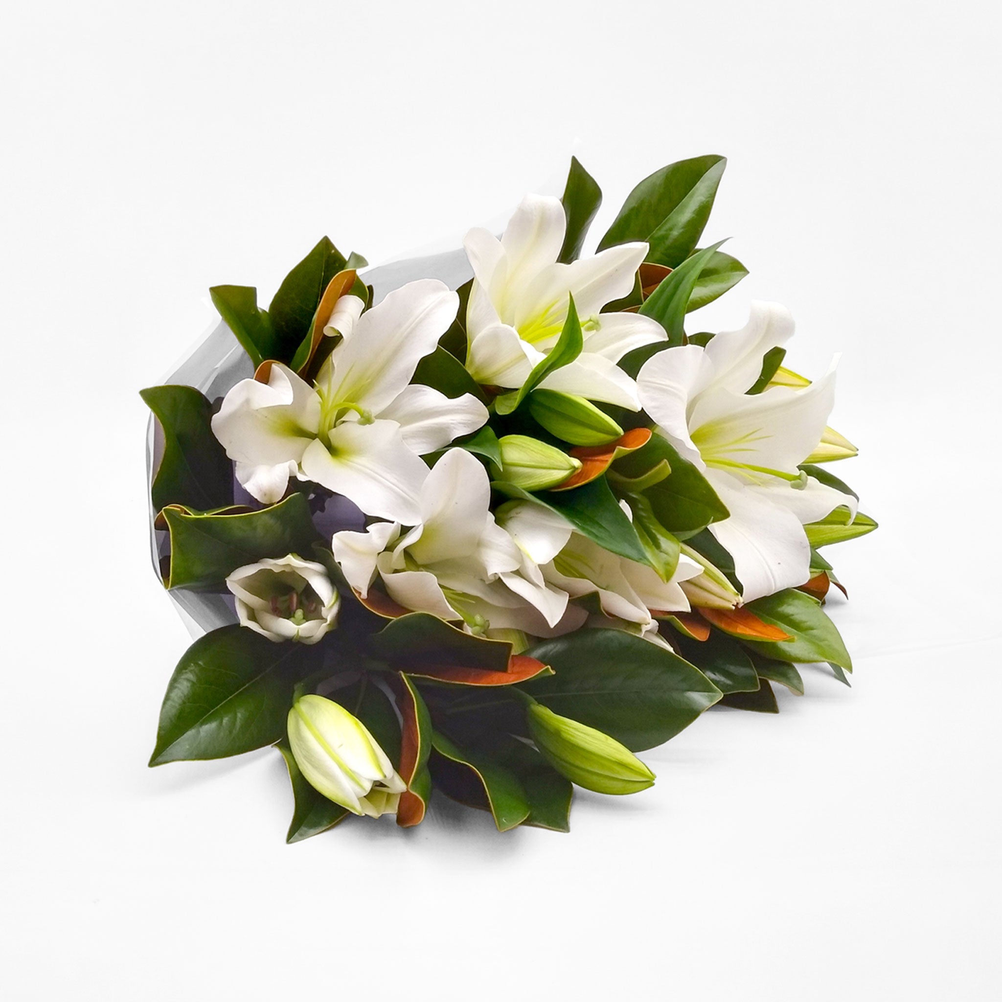 LILIES WITH FOLIAGE: White