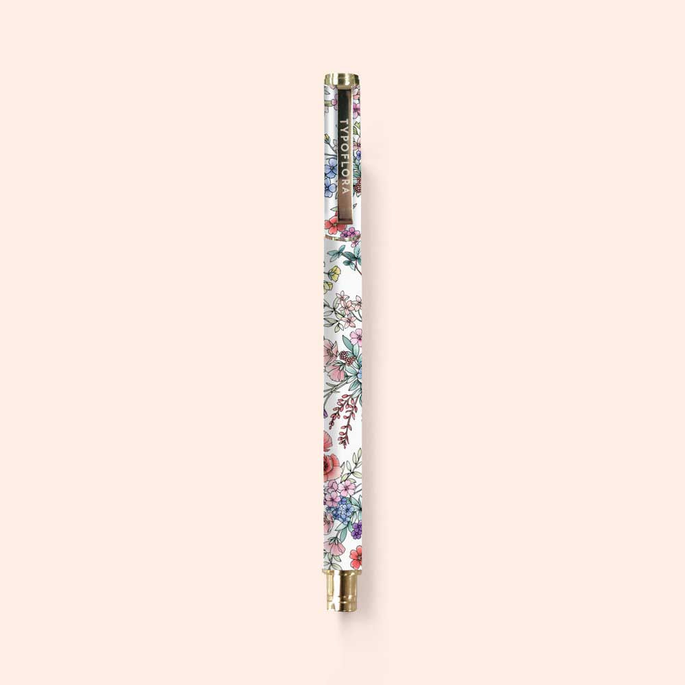 TYPOFLORA: Rollerball Pen | Blooms In White