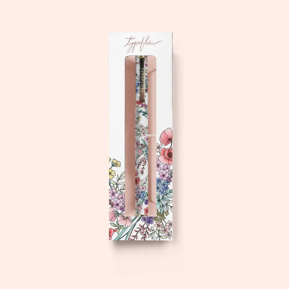 TYPOFLORA: Rollerball Pen | Blooms In White