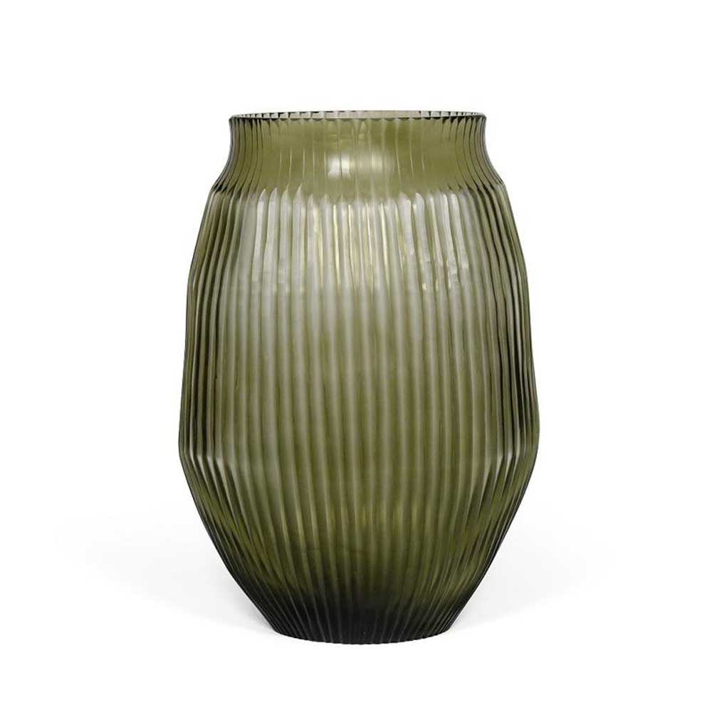 BRIAN TUNKS: Cut Glass Vase Medium | Moss