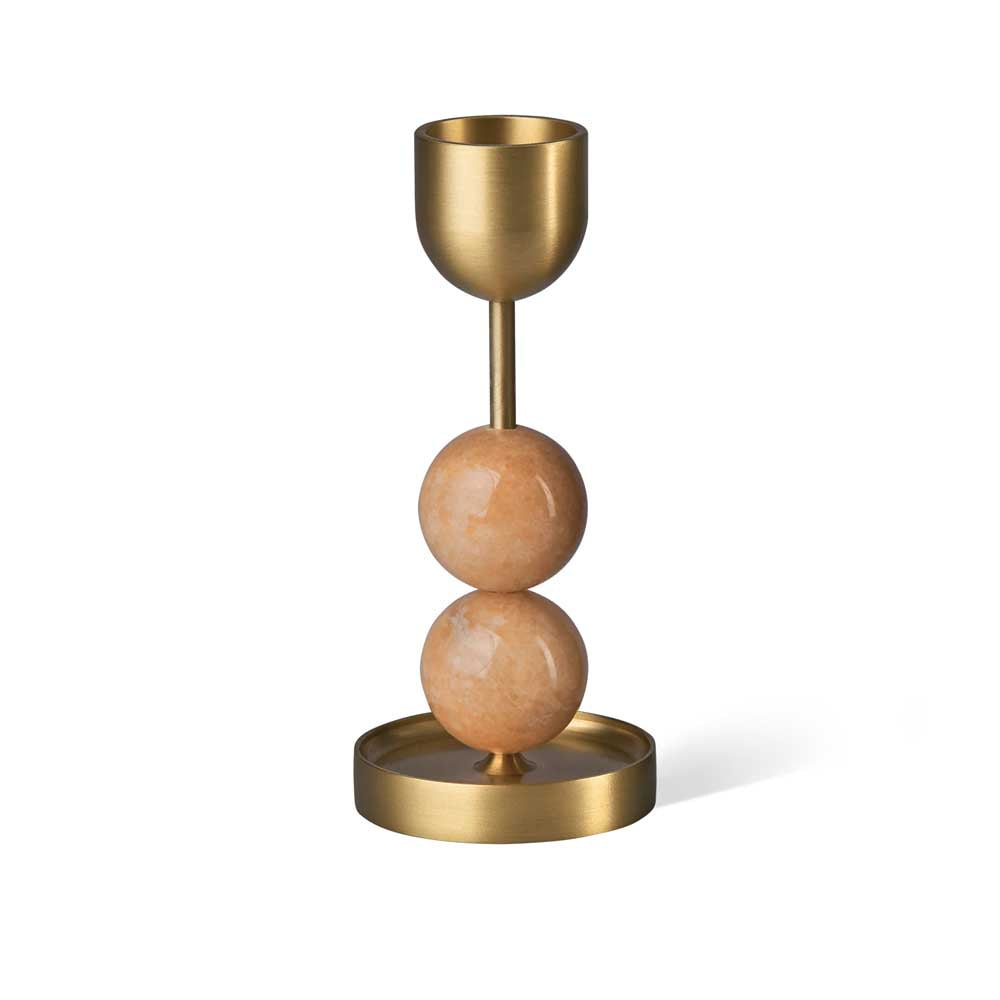 BLACK BLAZE: Brass Candle Holder | Beaded Fountain Coral (L)