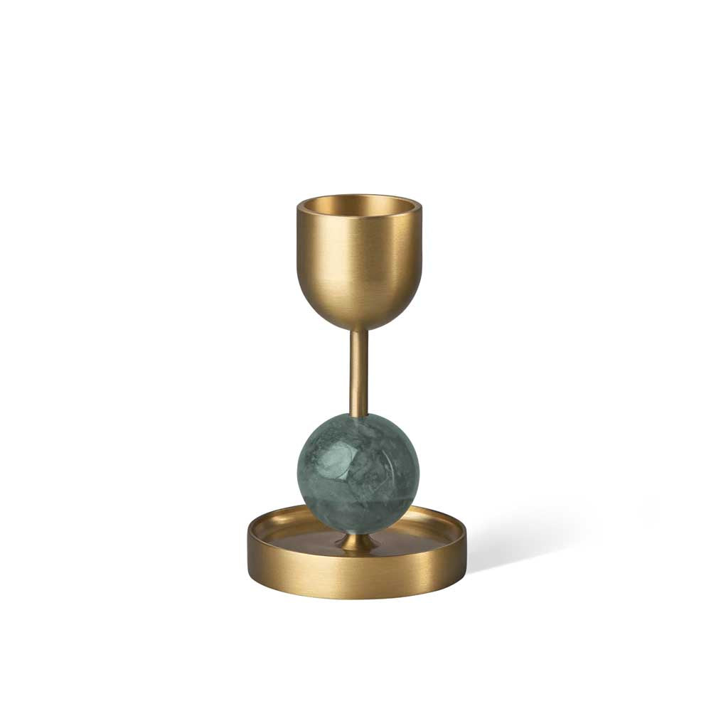 BLACK BLAZE: Brass Candle Holder | Beaded Fountain Green (M)