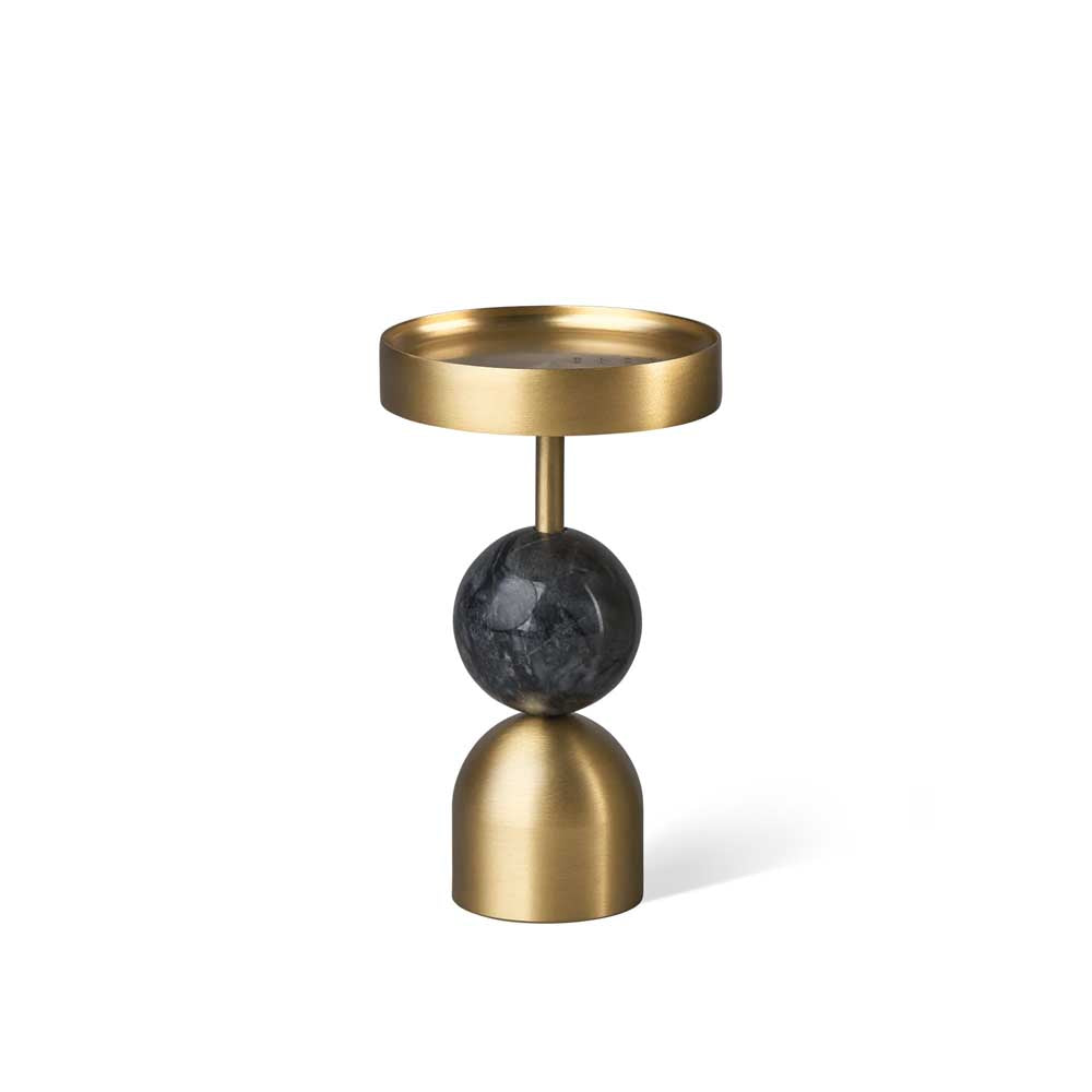 BLACK BLAZE: Brass Candle Holder | Beaded Fountain Charcoal (M)