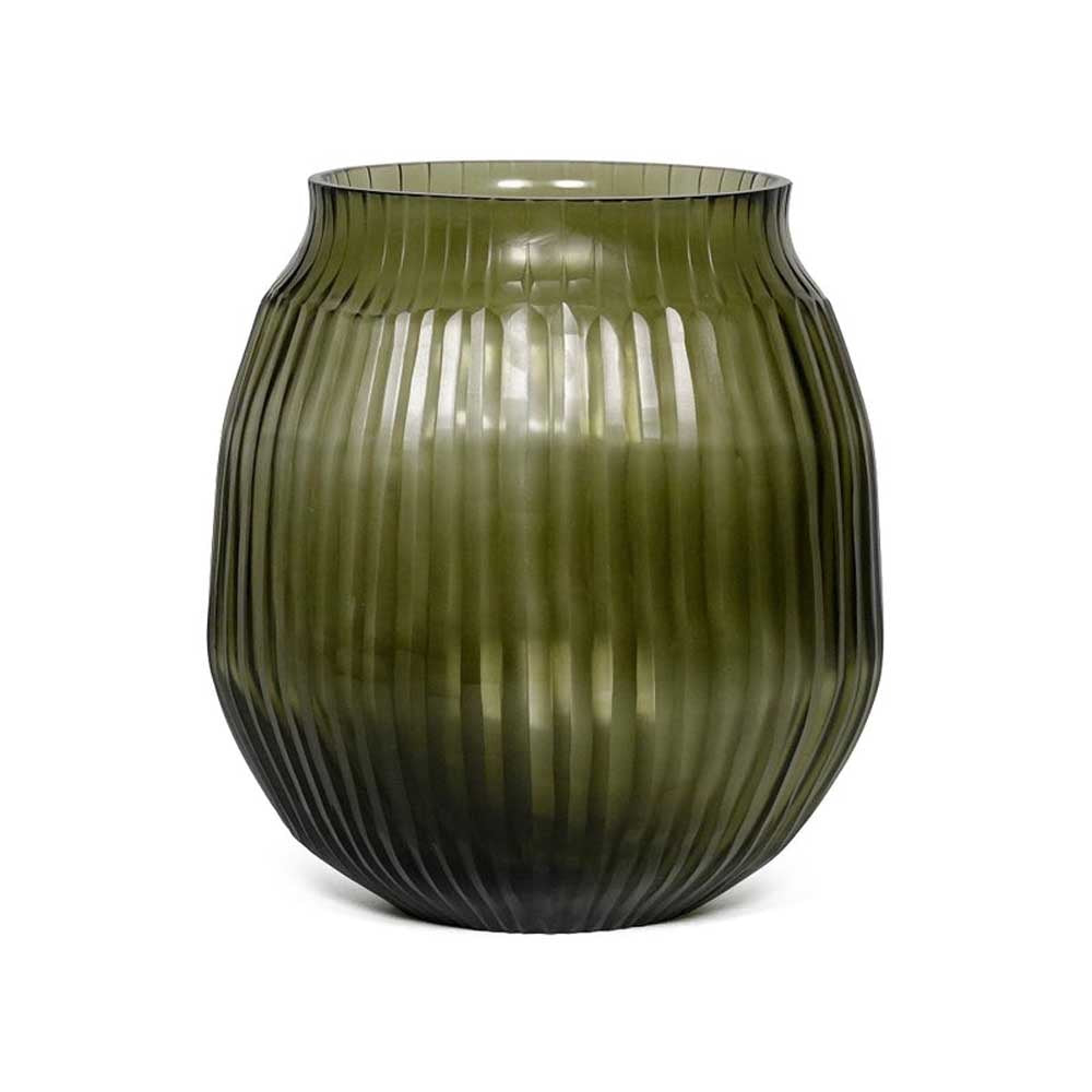BRIAN TUNKS: Cut Glass Vase Small | Moss