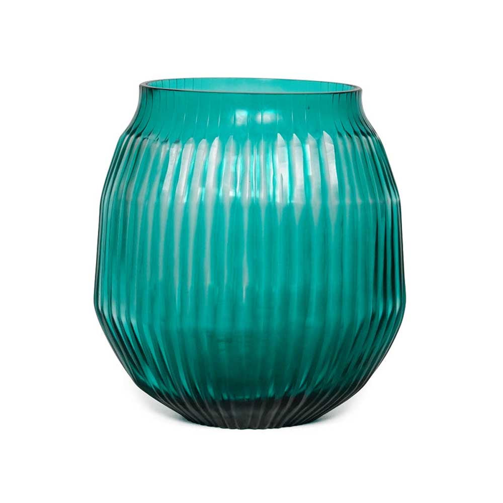 BRIAN TUNKS: Cut Glass Vase Small | Turquoise