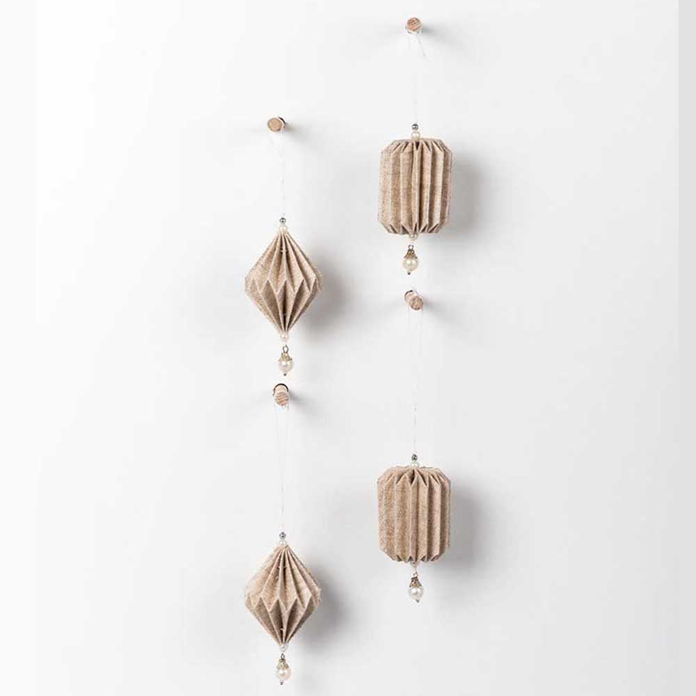 PAPAYA: Jasper Hanging Paper Bells With Bead | Brown