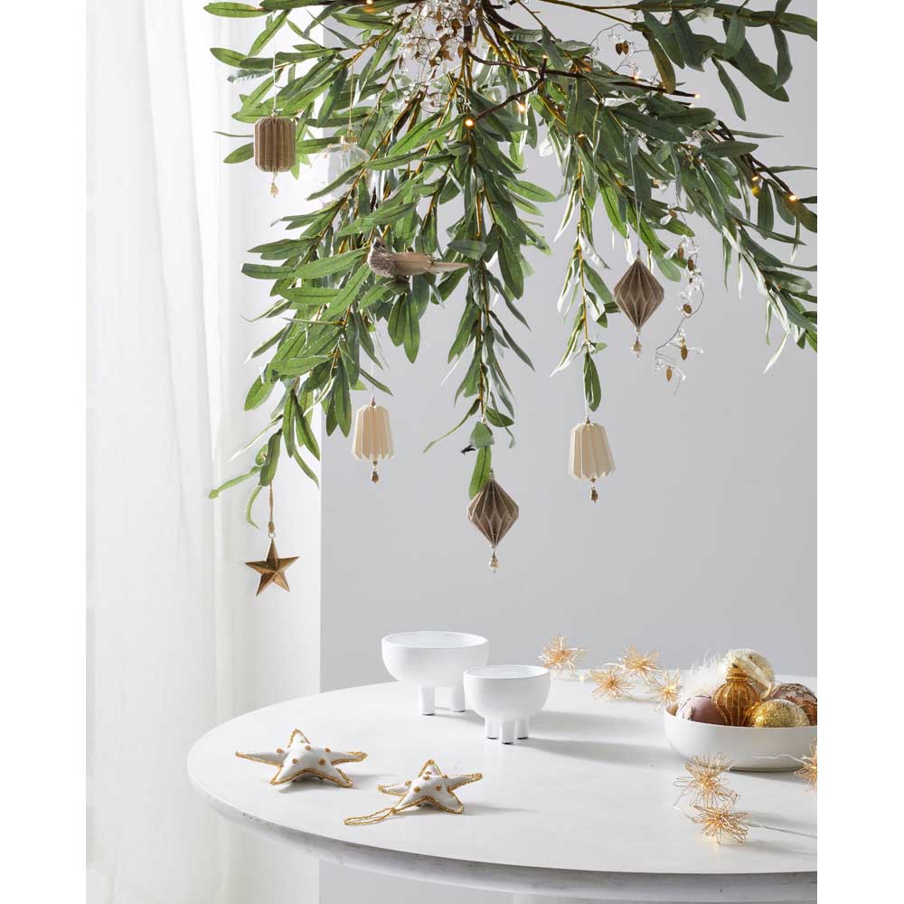 PAPAYA: Jasper Hanging Paper Bells With Bead | Brown