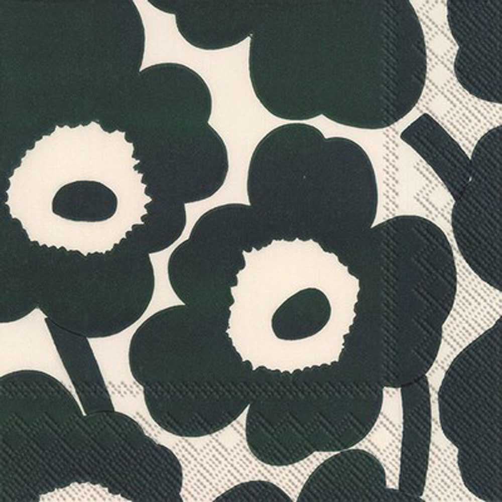 MARIMEKKO: Napkins | Unikko Cream Dark Green