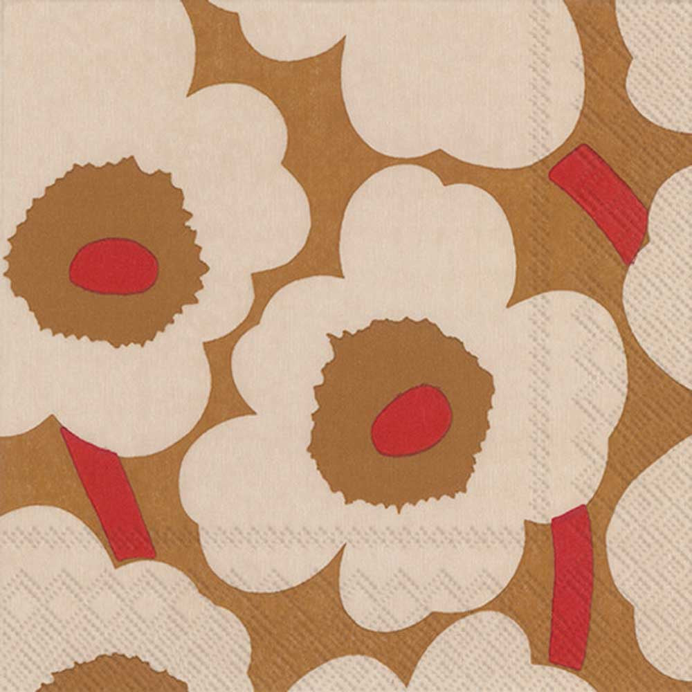 MARIMEKKO: Napkins | Unikko Dark Cream Red