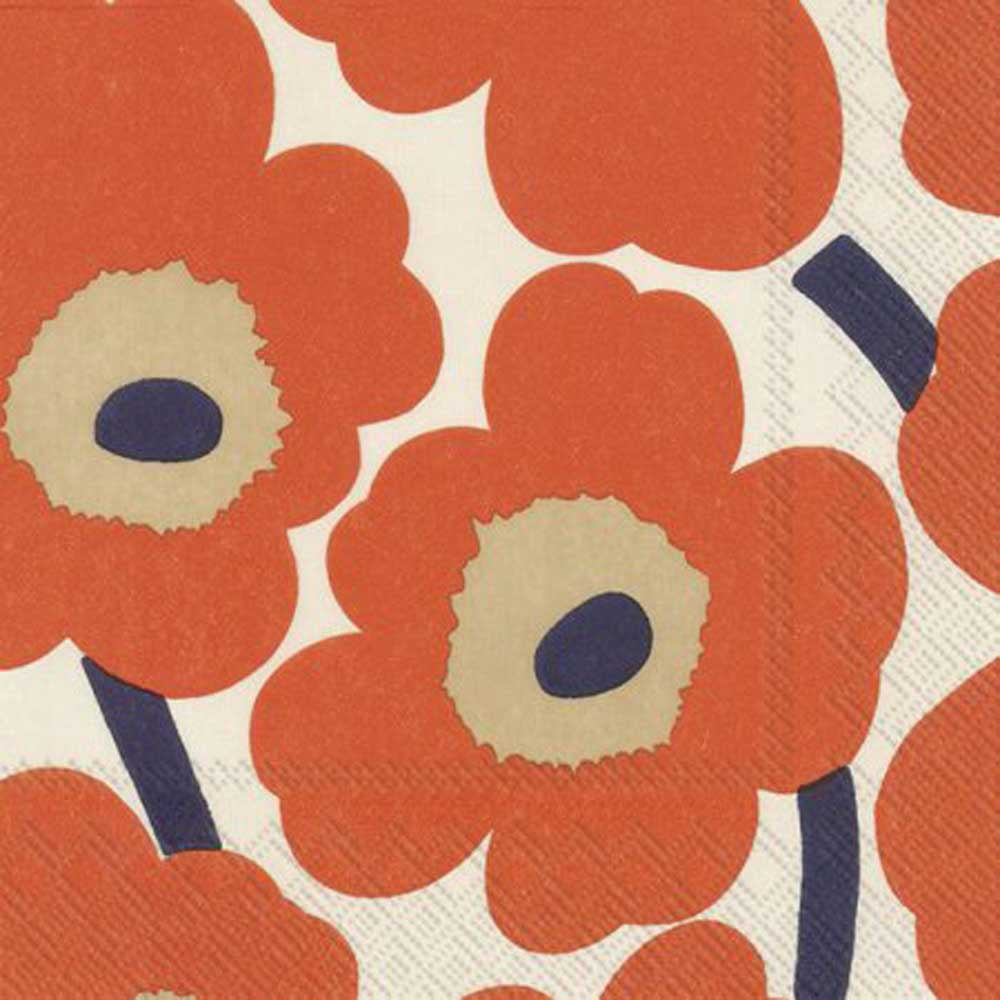 MARIMEKKO: Napkins | Unikko Cream Red