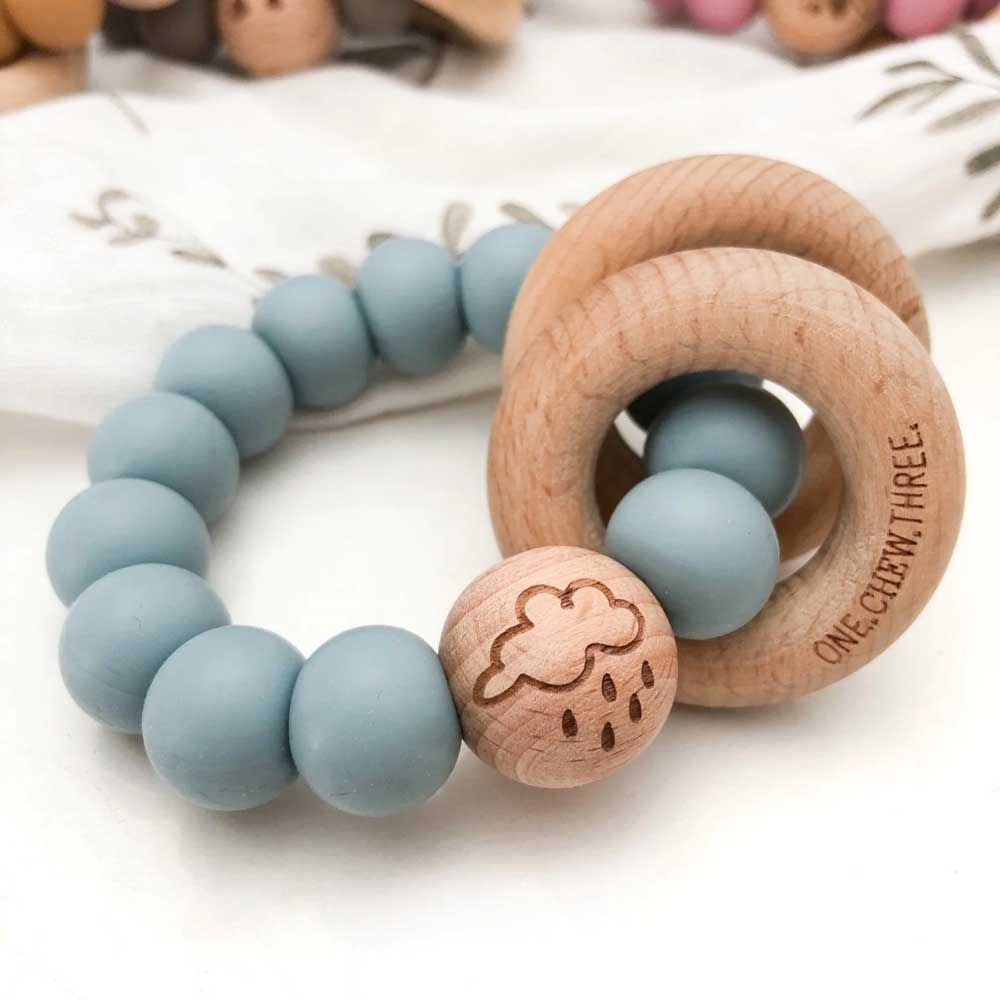 ONE CHEW THREE: Silicone Teether | Blue Clouds