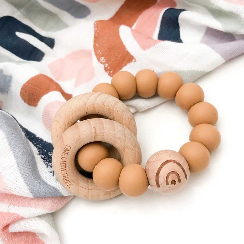 ONE CHEW THREE: Silicone Teether | Caramel Rainbows