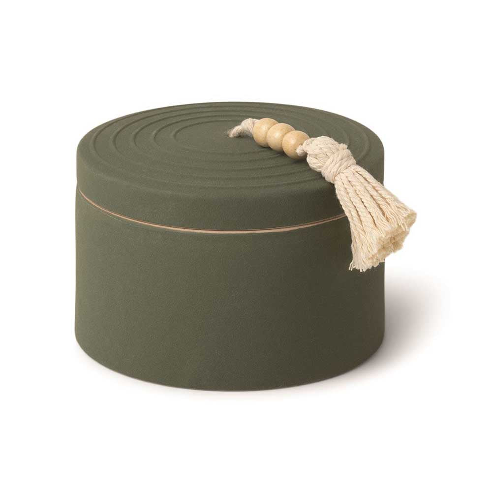 PADDYWAX: Cypress & Fir | Tassel Ceramic Candle - Dark Green