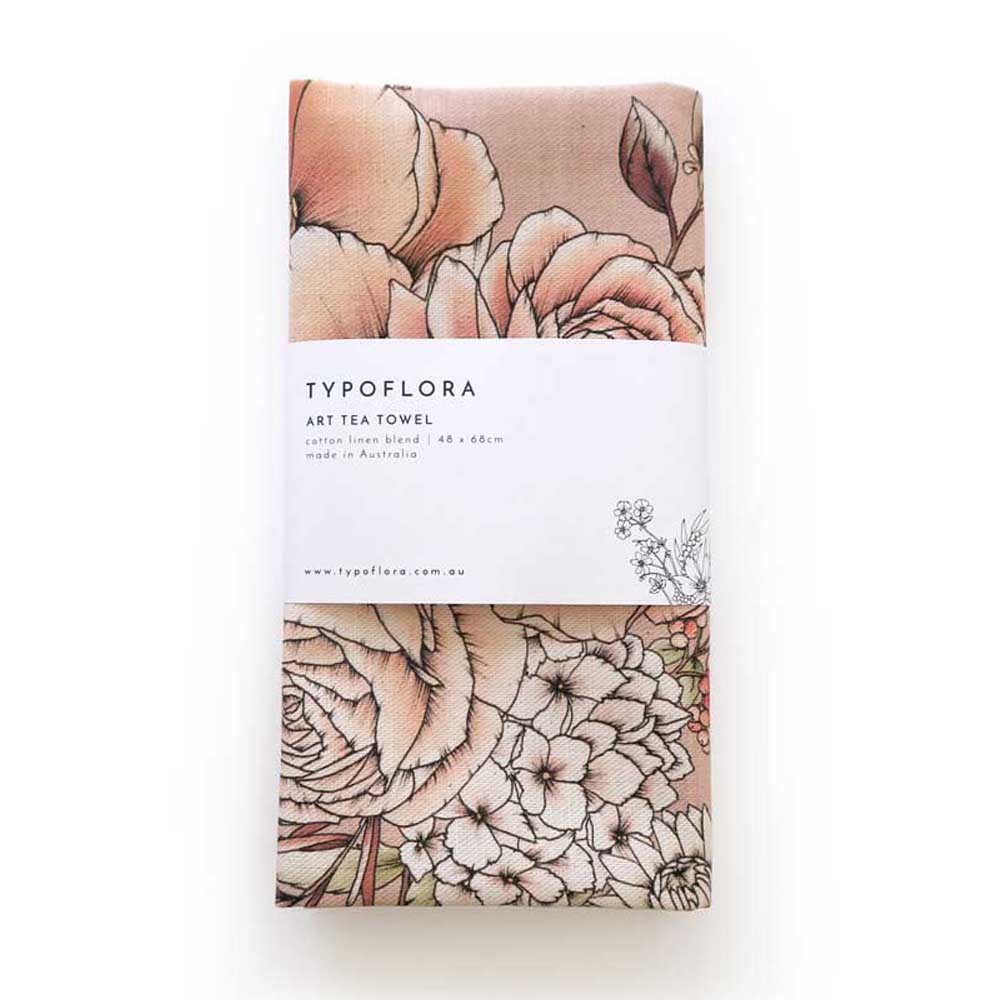 TYPOFLORA: Art Tea Towel | Latte Peony