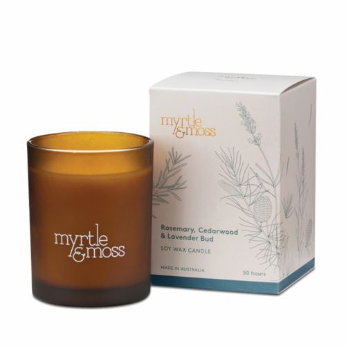 MYRTLE & MOSS: Soy Wax Candle | Rosemary, Cedarwood & Lavender Bud