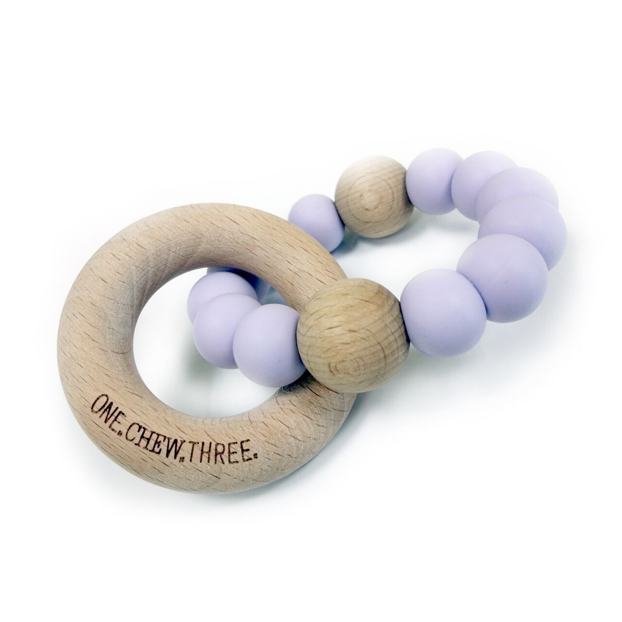 ONE CHEW THREE: Wood Teether | Pastel Purple